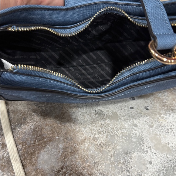 Aldo Blue Shoulder Bag with Red Scarf Accent - Picture 4 of 5